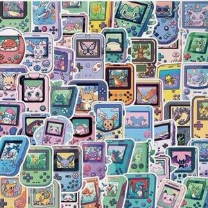 50 Pokemon Stickers Pokemons inside gameboy console Collection